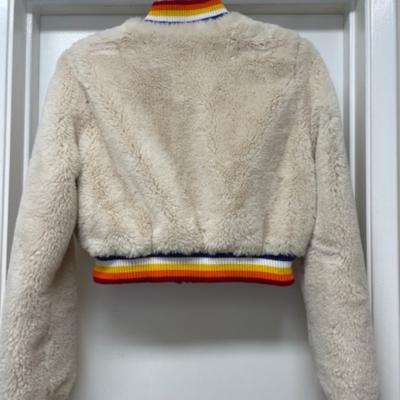 NEW Spiritual Gangster Furry Crop Jacket Rainbow NWOT - Picture 10 of 14